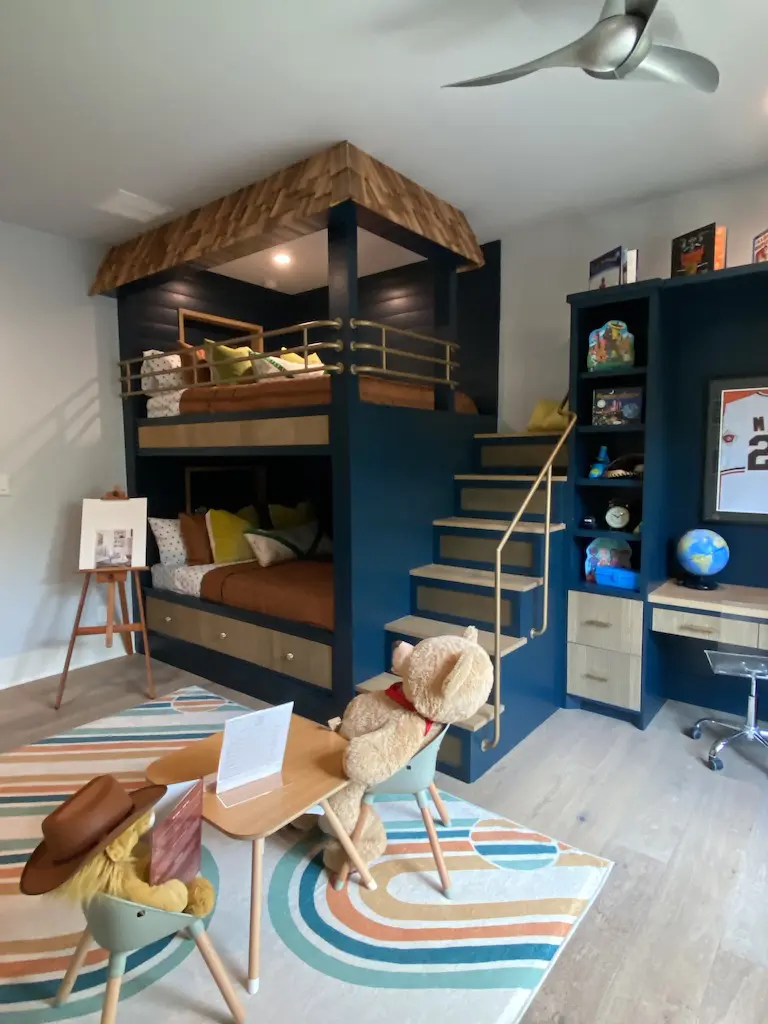 A playful kids room with bunk beds in the ASID TXGC Show House in West University.