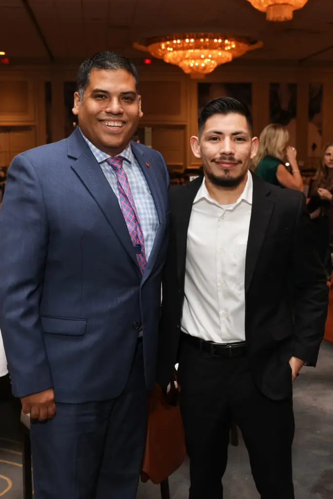 Vince Velasquez, Jesus Sanchez at the Child Advocates Angels of Hope luncheon. (Photo by Priscilla Dickson)