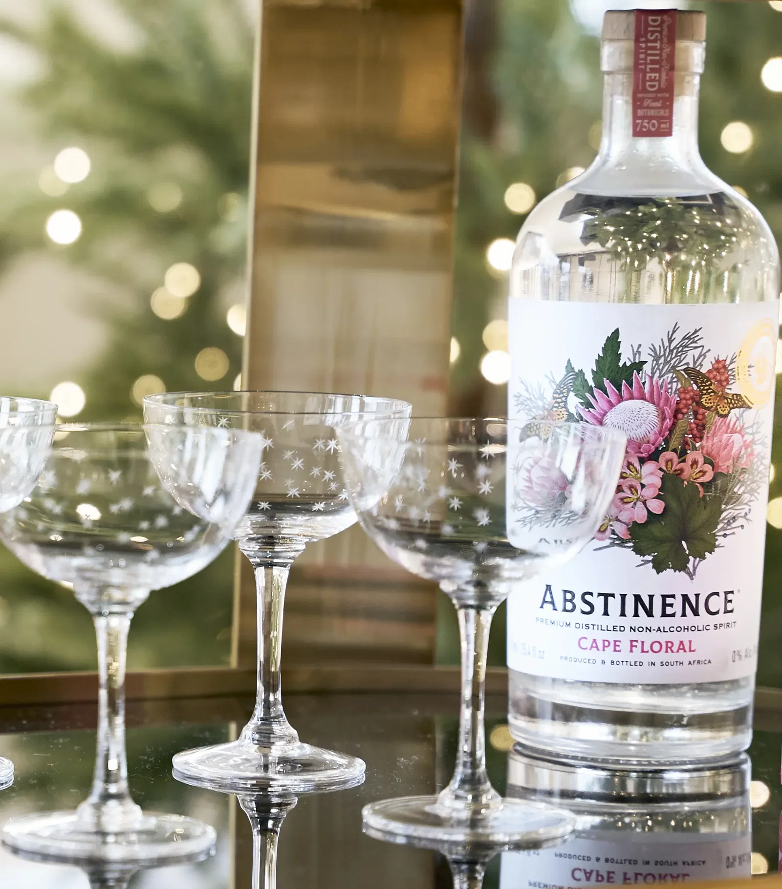 A coupe glass and a splash of Abstinence Cape Floral non-alcoholic spirit is the life of the party. Photo by Brian Hutson, The Elevated Elixir.