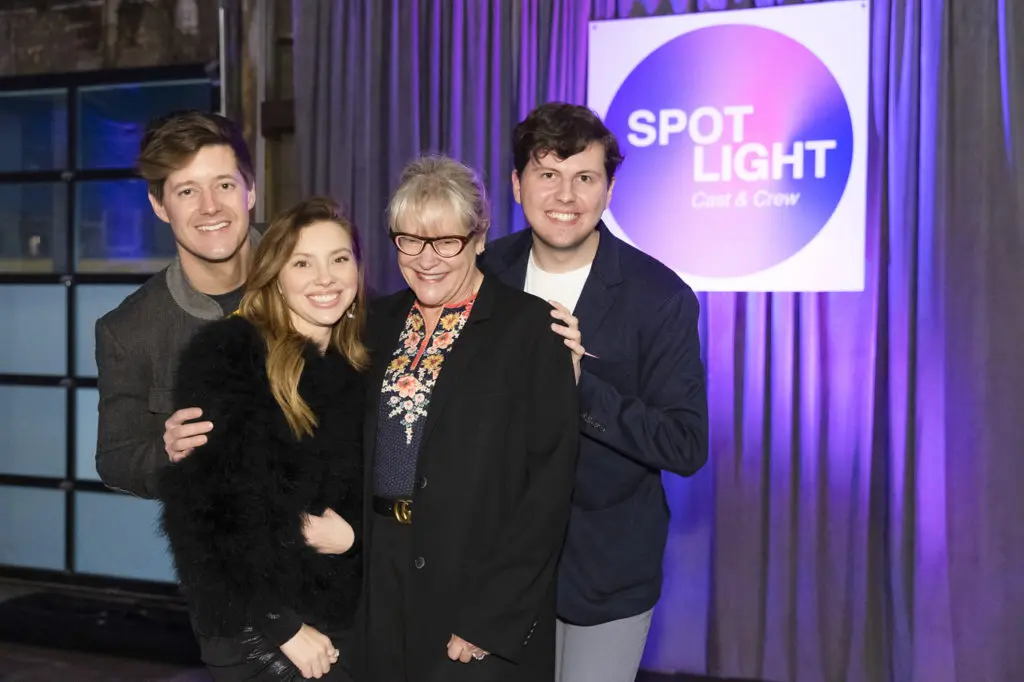 J Mack and Rebecca Slaughter with Spotlight Cast & Crew Co-Founders Melodee Halbach and Joe Westermann at the Sneaker Soiree Cabaret in Fort Worth, Texas on January 12, 2023. (Photo by Ellman Photography)