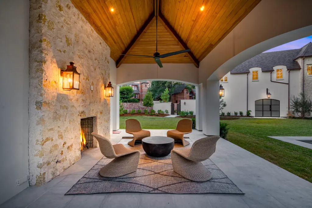 The rear garden at 2445 Pine Valley Court features a covered loggia, pavilion, summer kitchen and pool. (Photo by Sonya Bertolino)