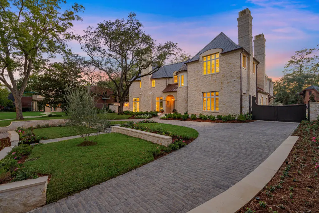 The palatial dwelling at 2445 Pine Valley Court in River Oaks rises atop one of Houston's rare hills. (Photo by Sonya Bertolino)