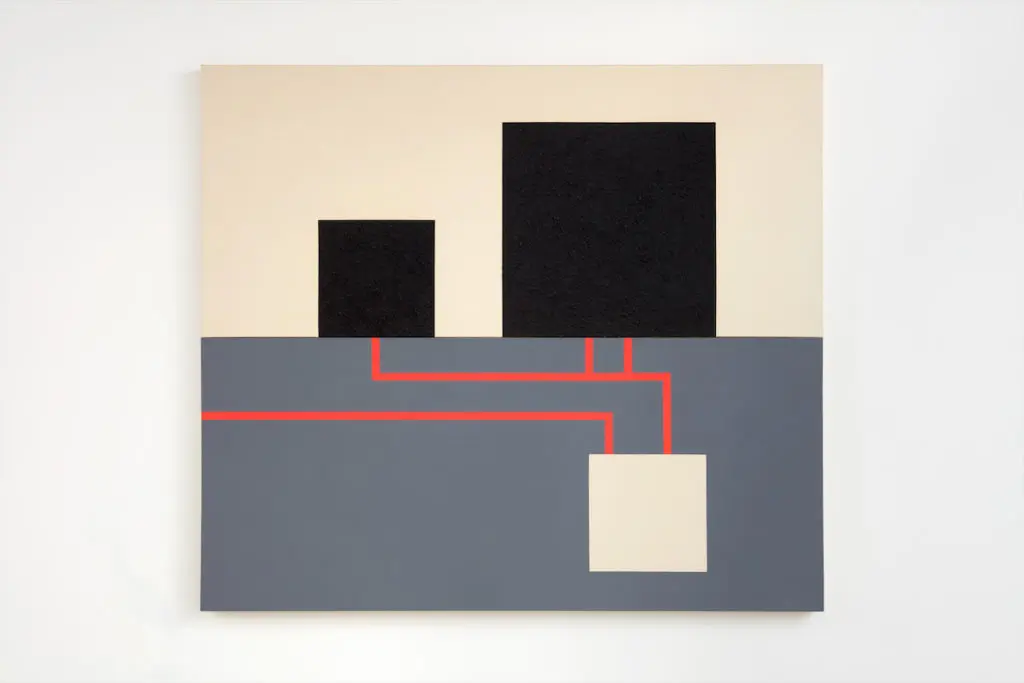 Peter Halley’s "Two Cells with Conduit and Underground Chamber", 1983, at The Contemporary Art Museum of Luxembourg (Courtesy The Contemporary Art Museum of Luxembourg, photo Robert Glowacki)