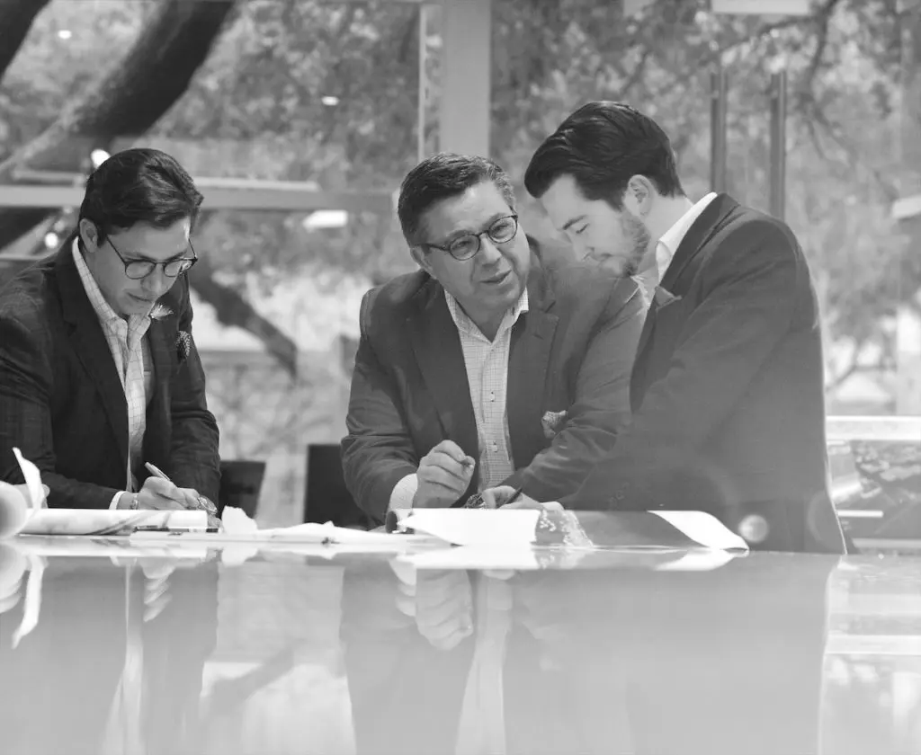 Marc (far left) and Nunzio (middle) DeSantis, the father-son duo behind NMDA in Dallas. (courtesy of Nunzio Marc DeSantis Architects)