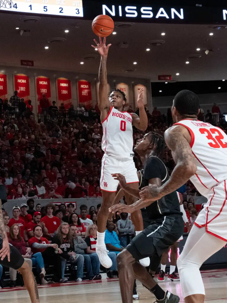 UH guard Marcus Sasser is anything but just a jump shooter. (Photo by F. Carter Smith)