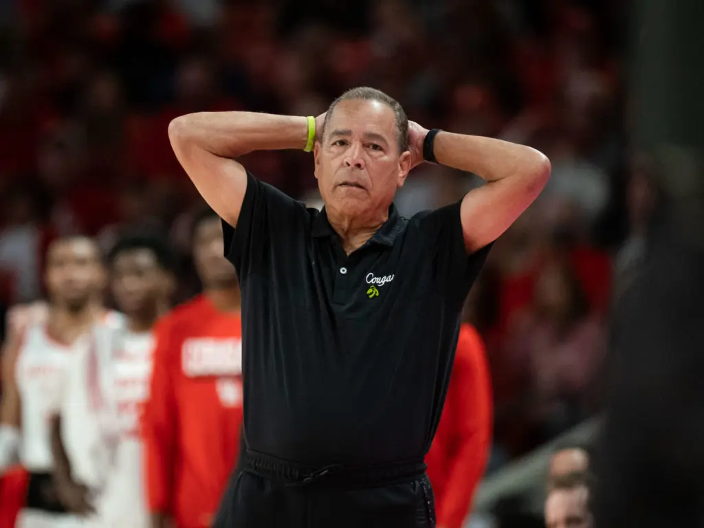 University of Houston coach Kelvin Sampson is never comfortable in a game. (Photo by F. Carter Smith)