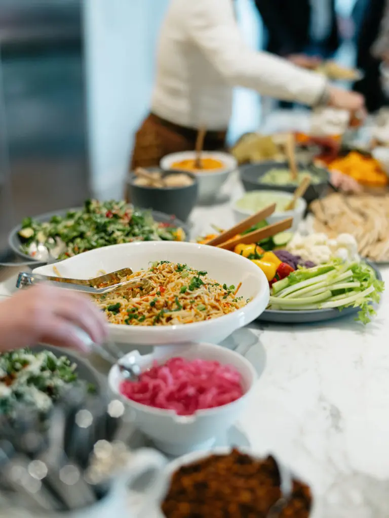 The buffet table filled with items from Marcia Smart's 'Dinner is Done' tome.