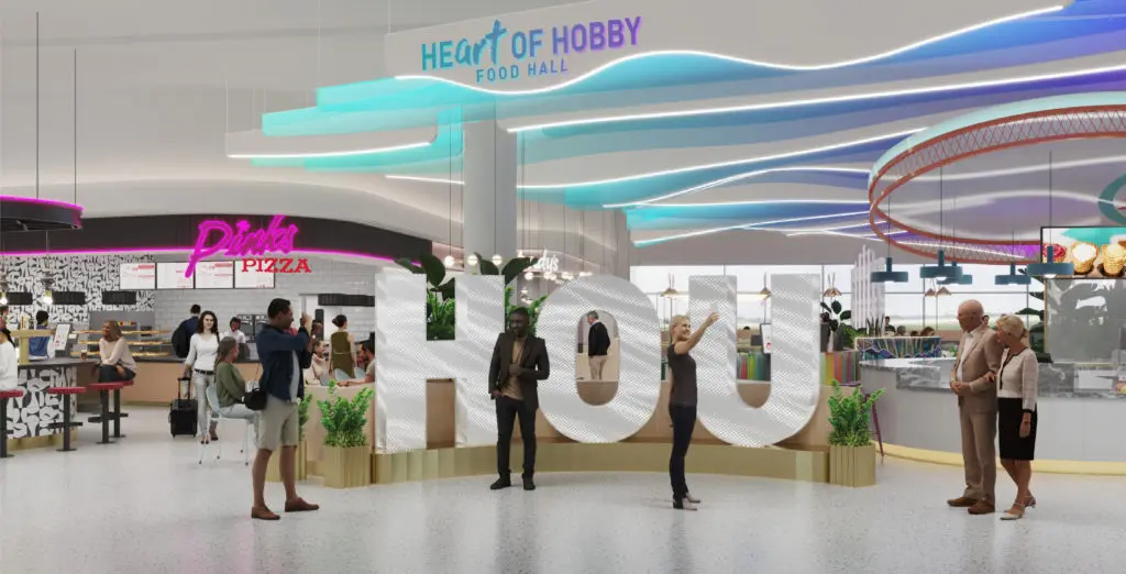 A rendering of the future food hall at Hobby Airport. (Courtesy of LaTrelle's Hospitality)