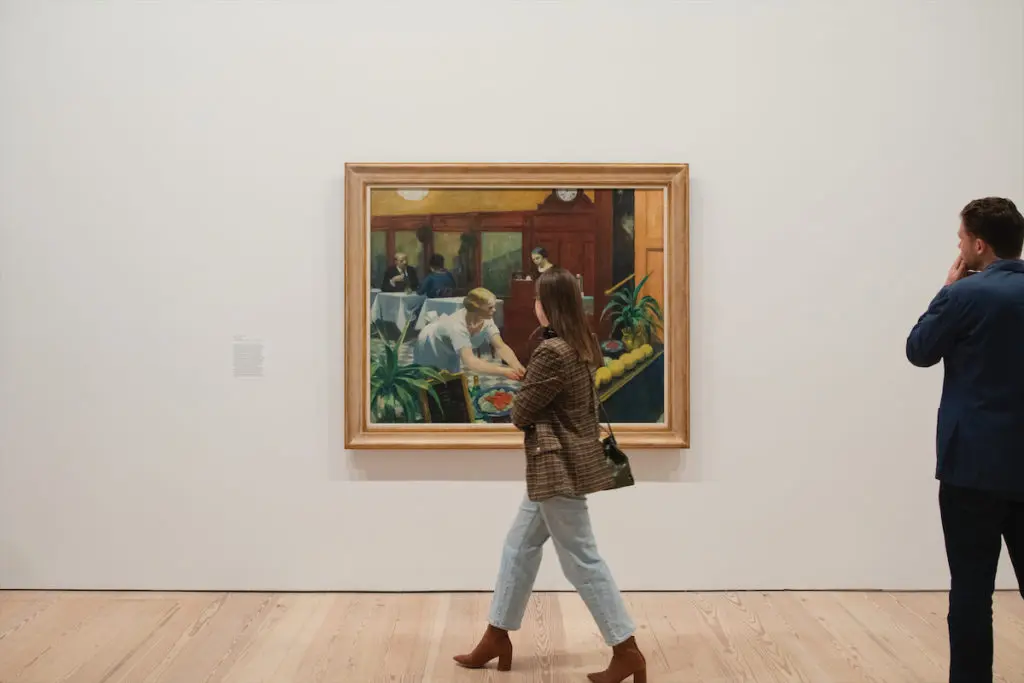 Installation view of Edward Hopper’s New York at the Whitney Museum of American Art, New York, "Tables for Ladies", 1930 (Photo by Ryan Lowry)
