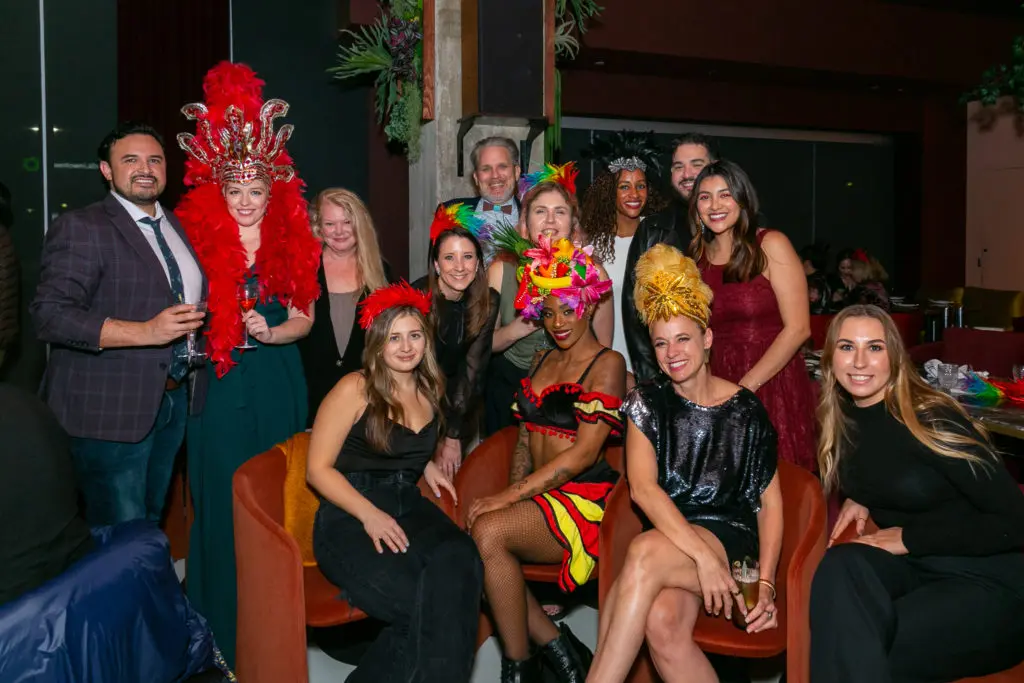 Jason Spencer, Ali DiNunzio, Stephanie Lively, Kim Kaptain, Christina Wilburn, Bradley Lau, Ginny Schneider, Cameron Moore, Gin Braverman, Marcos Ramos, Rebeca Diaz, Brittany Noble at the Gin Design Group party at The Lymbar. (Photo by Emily Jaschke)