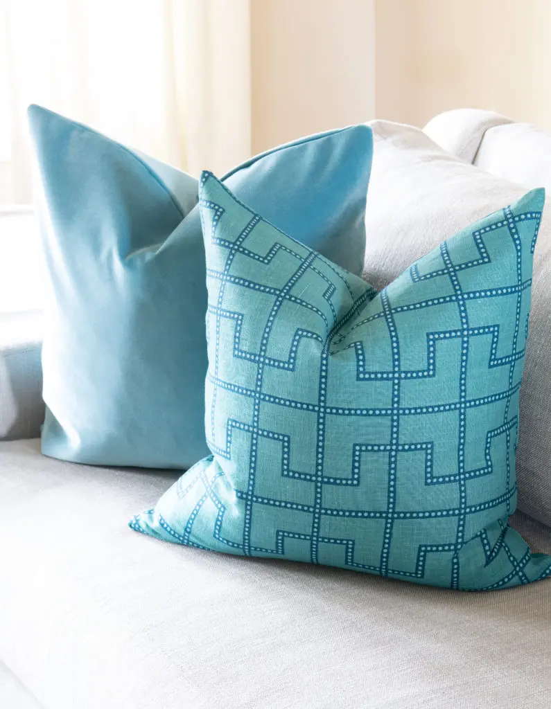 Pillows pull the custom sofa together. (Photo by Michael Hunter)