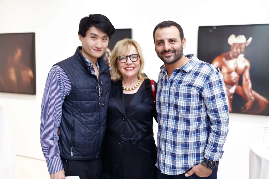 Owen Zhang, Mary Aigner, Steve Mohtashami at Leslie's Legacy cocktail at McClain Gallery (Photo by Johnny Than)