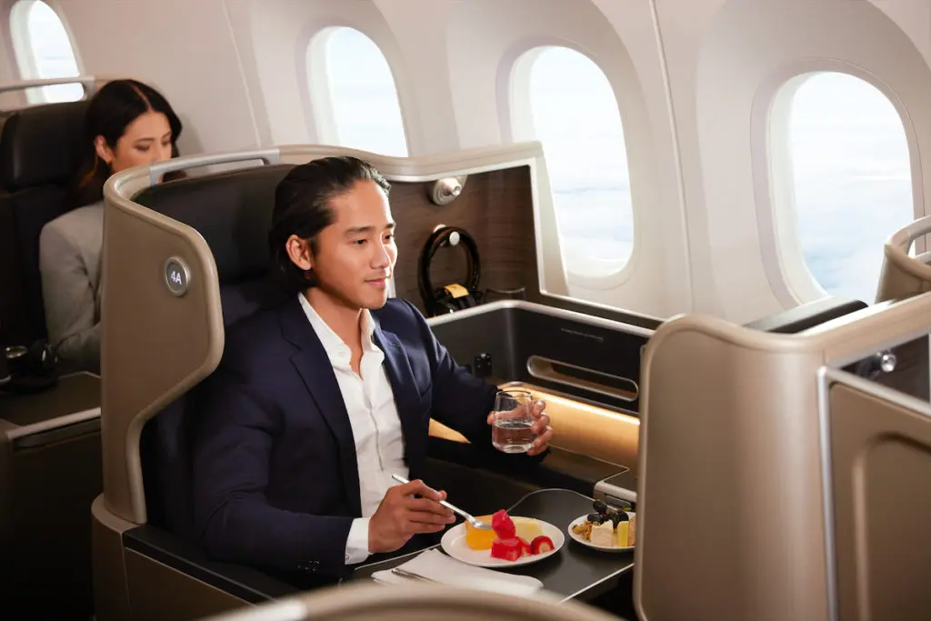 Business class in the Qantas flight from Dallas to Melbourne (courtesy of Qantas)
