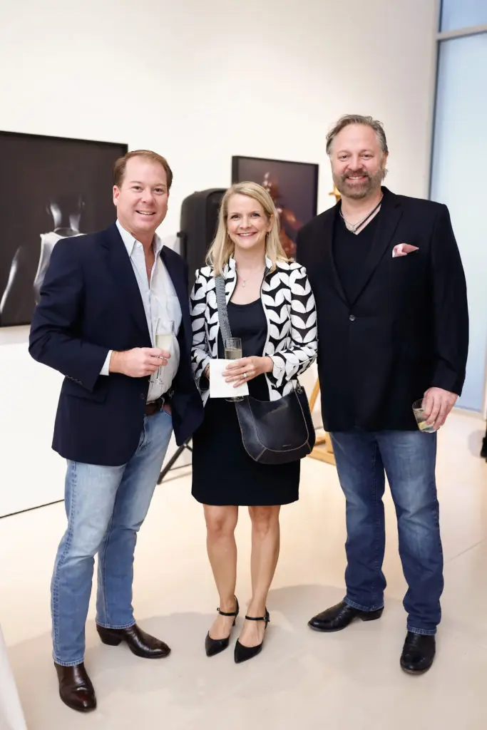 Ray & Ashley Simpson, Jason Aigner at Leslie's Legacy cocktail at McClain Gallery (Photo by Johnny Than)