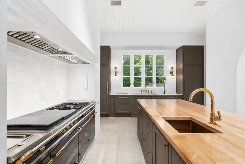 The incredible 87-inch Lacanche "La Paino Gastronmie" is highlight of the kitchen. (Photo by Sonya Bertolino)
