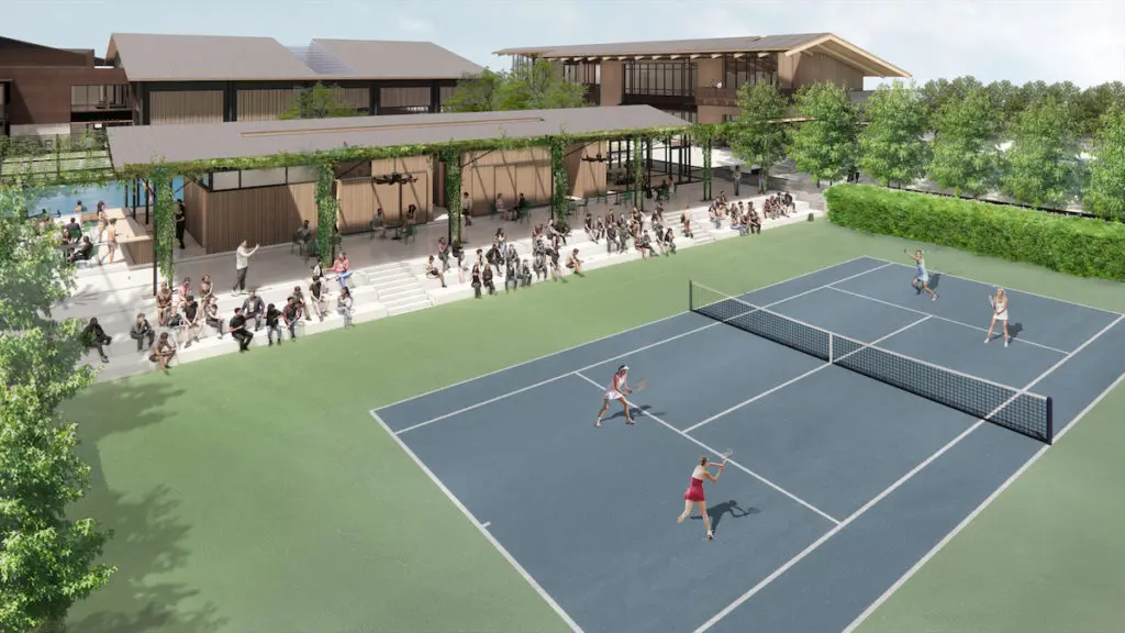 A rendering of a new stadium-style court at T Bar M Racquet Club. (courtesy of Lake | Flato) 