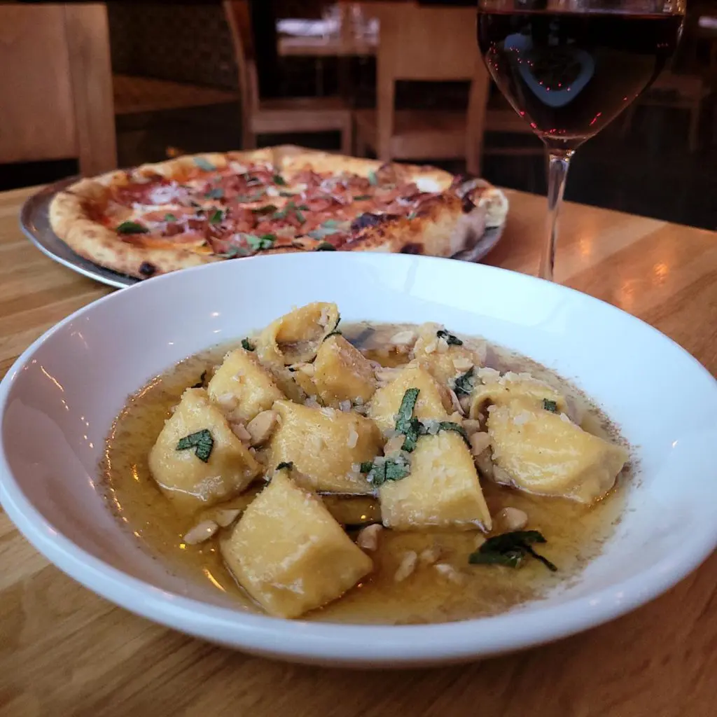 Piatello's amazing agnolotti are pillows of butternut bliss in brown butter.