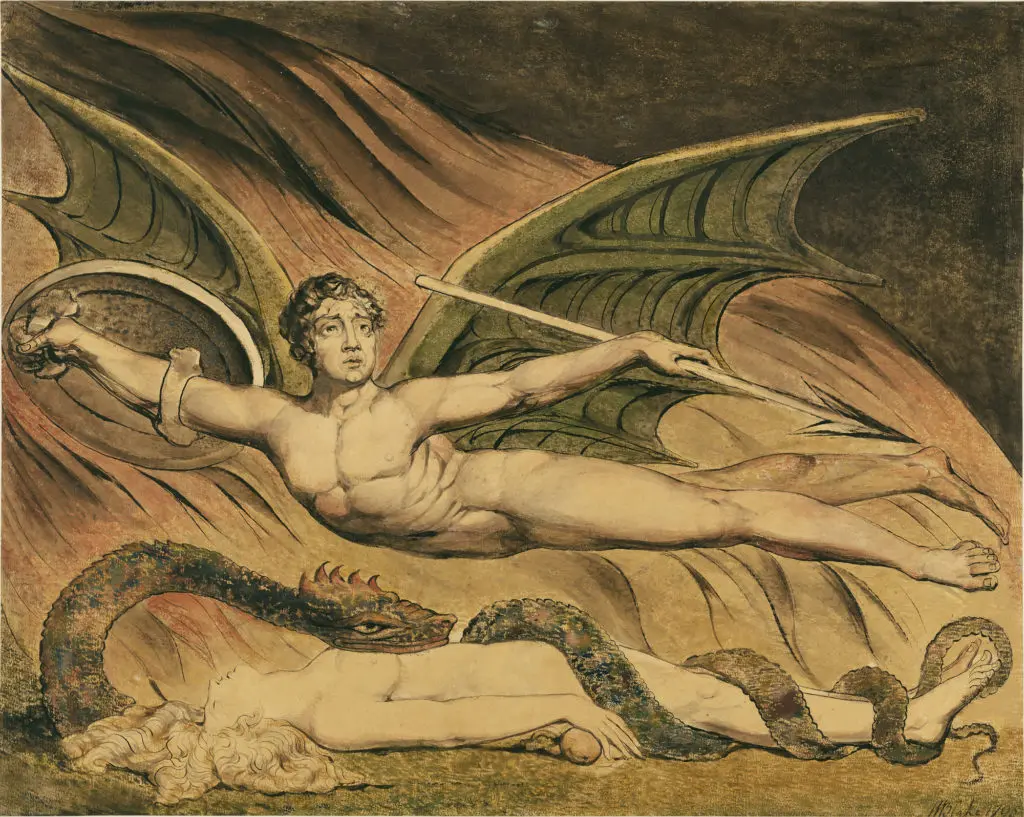 William Blake's "Satan Exulting over Eve," 1795, at the J. Paul Getty Museum (Courtesy Getty)