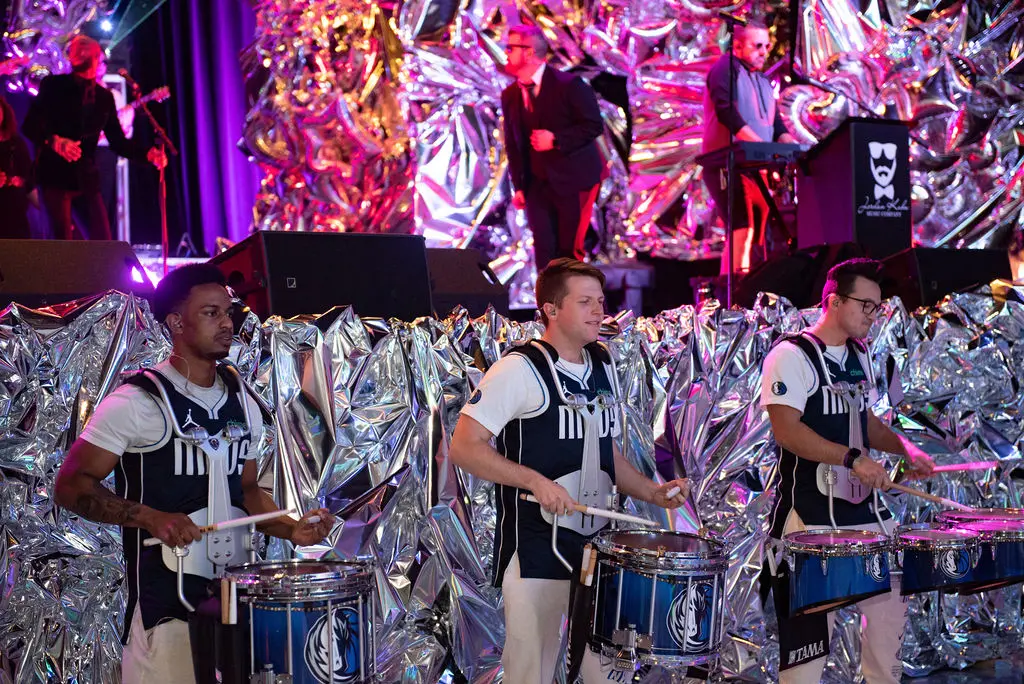 A drumline in action. (Photo by Tamytha Cameron)