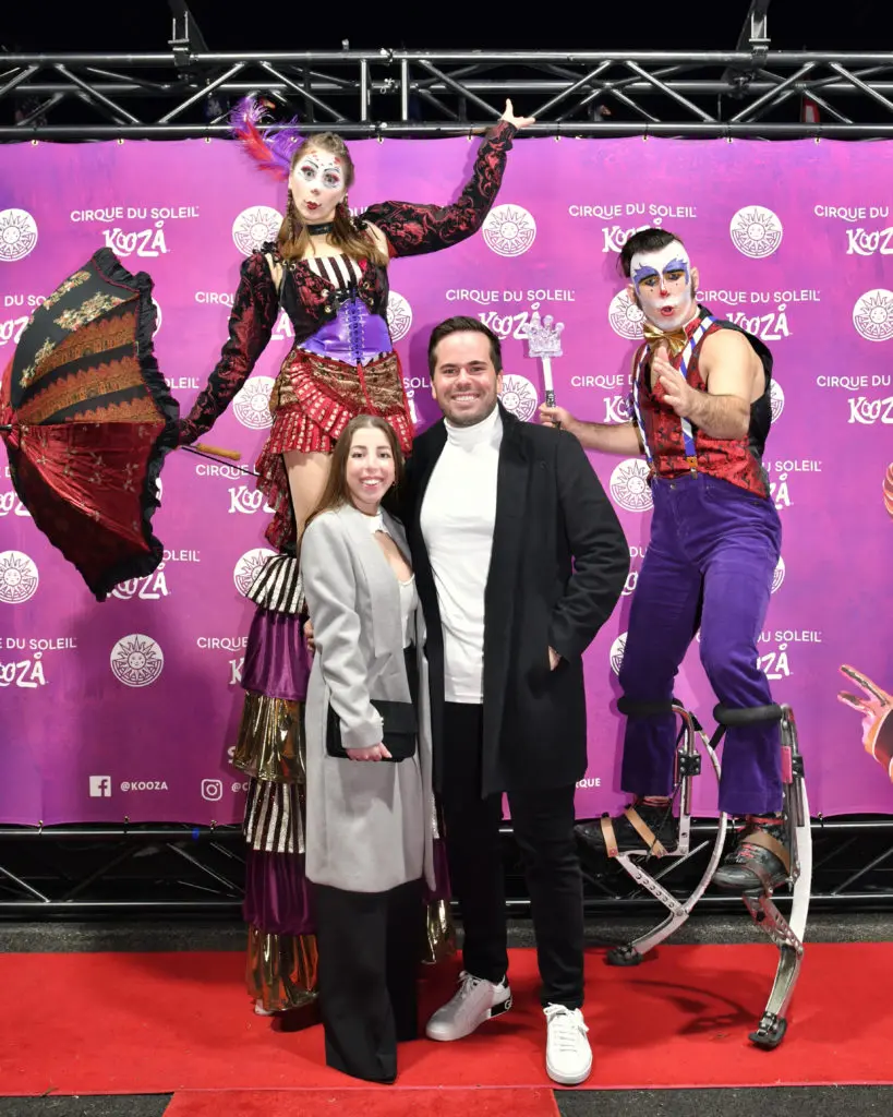 Alex Gallagher, Remington Bruce at the Cirque du Soleil KOOZA premiere.  (Photo by Alex Montoya)
