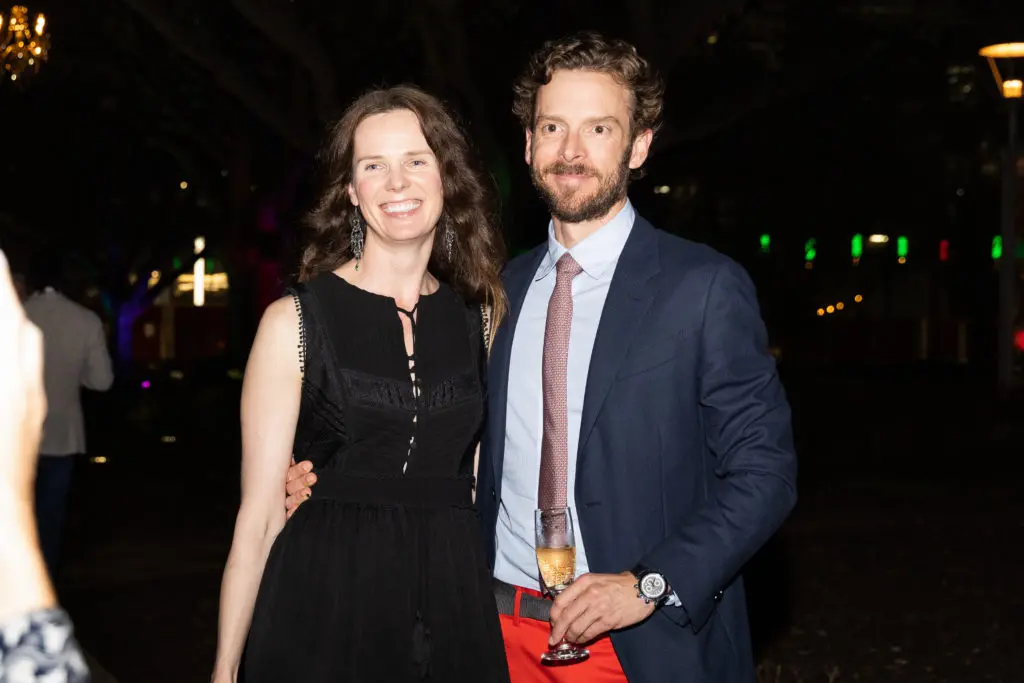 Ana Buckman, Andrew Abendshein  at the Gala on the Green benefiting Discovery Green. (Photo by Lawrence Elizabeth Knox)