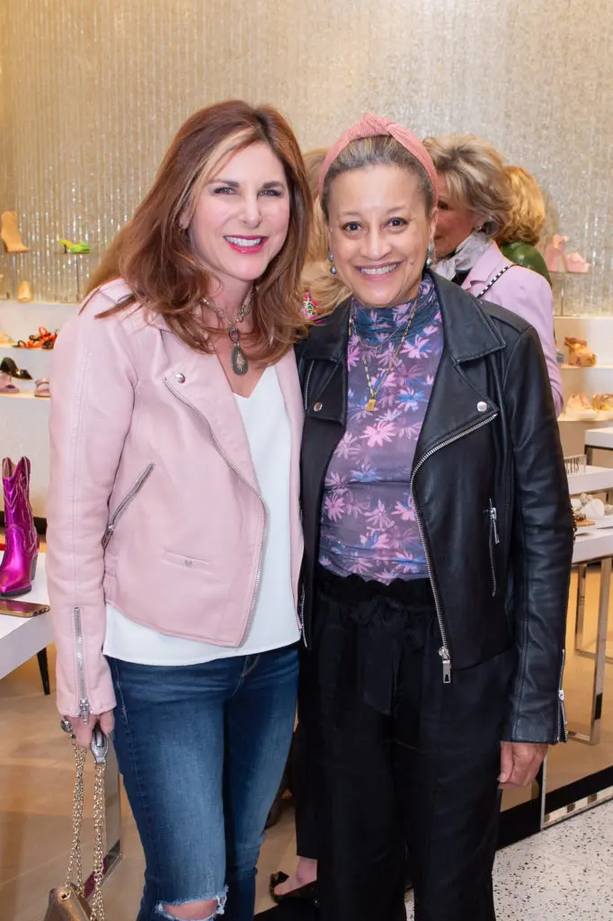 Cynthia Wolff, Rochelle Griffin at the American Cancer Society's 'Tickled Pink' evening at Tootsies. (Photo by Jacob Power)