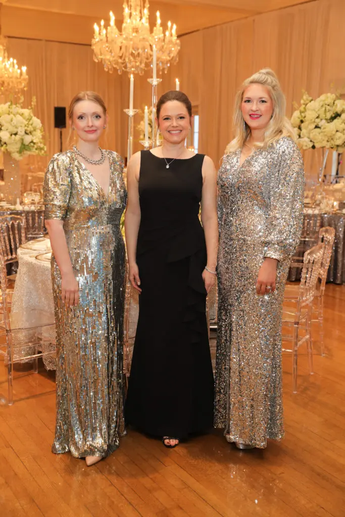 Charity Ball gala chair Elizabeth Roath Garcia, JLH president Anne Sears, development vice president Megan Anson at the Junior League of Houston Charity Ball (Photo by Priscilla Dickson)