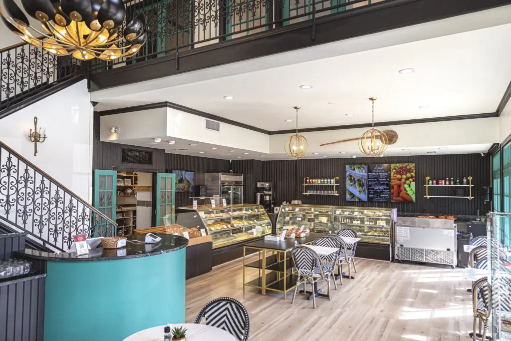 Inside the newly remodeled French Gourmet Bakery with a dining room equipped to serve breakfast, lunch, and to-go orders. (Photo by Jenn Duncan)