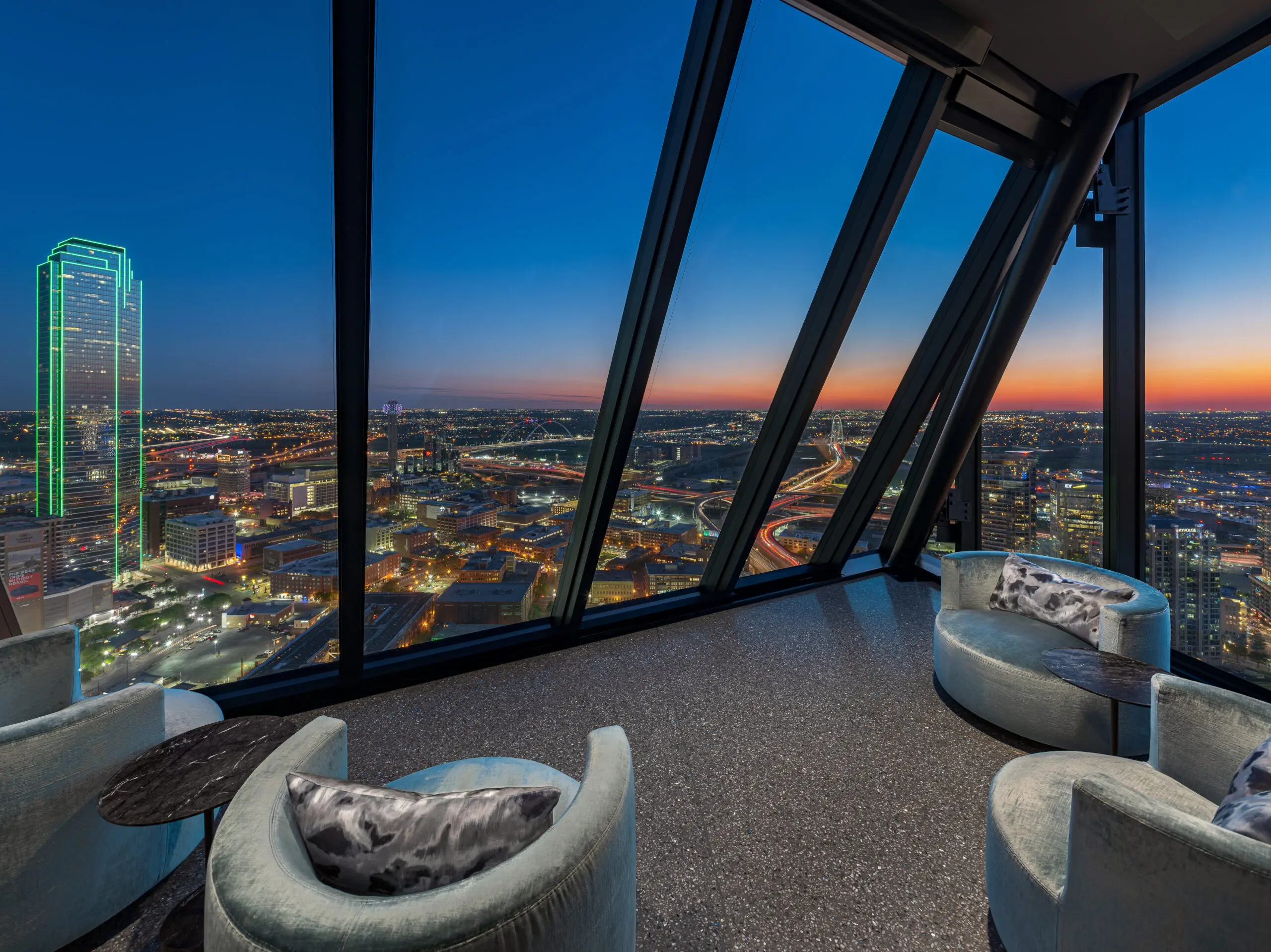 Panoramic sky lounge views from the 45th floor.