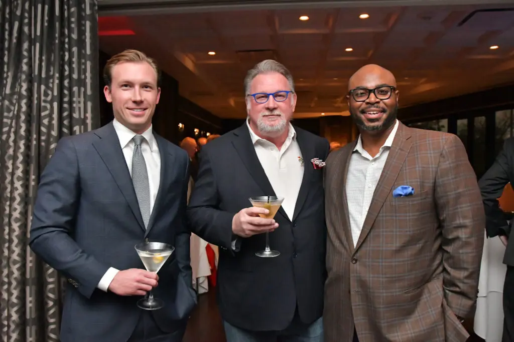 Gavin Carter, Danny Klads, Dee Hunt at the Men of Distinction announcement party at Steak 48  (Photo by Alex Montoya)
