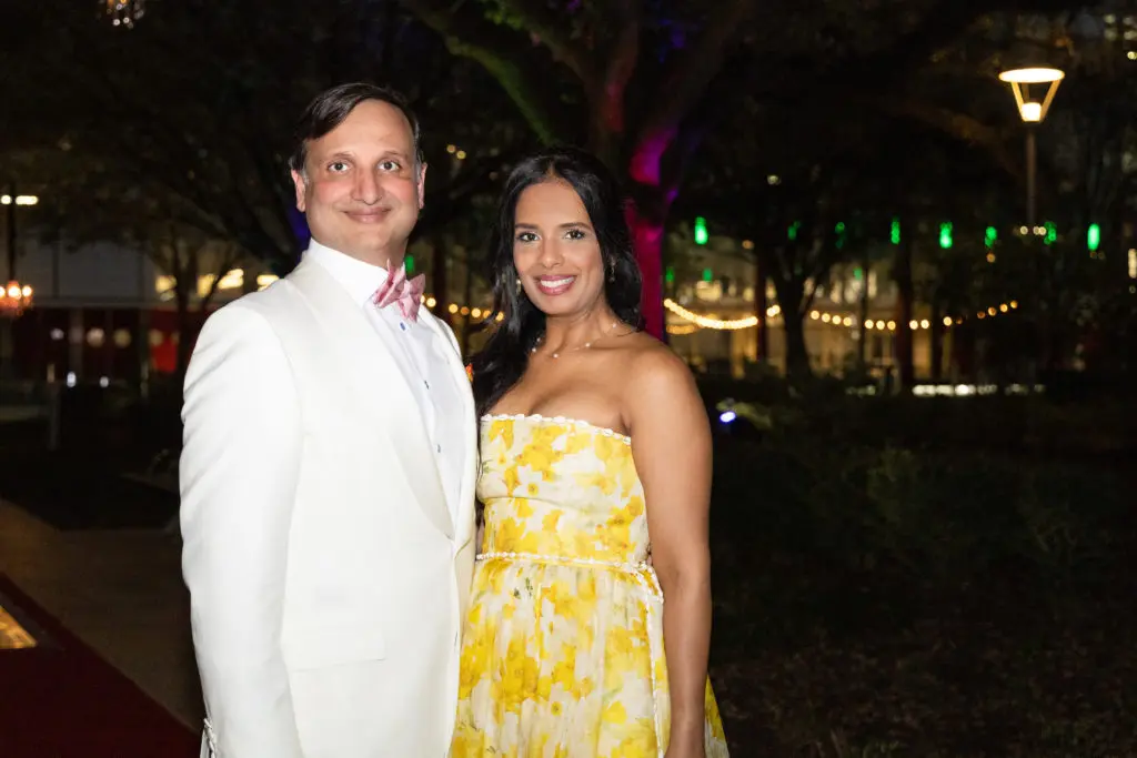 Gala chairs K.Cody & Kusum Patel at the Gala on the Green benefiting Discovery Green. (Photo by Lawrence Elizabeth Knox)