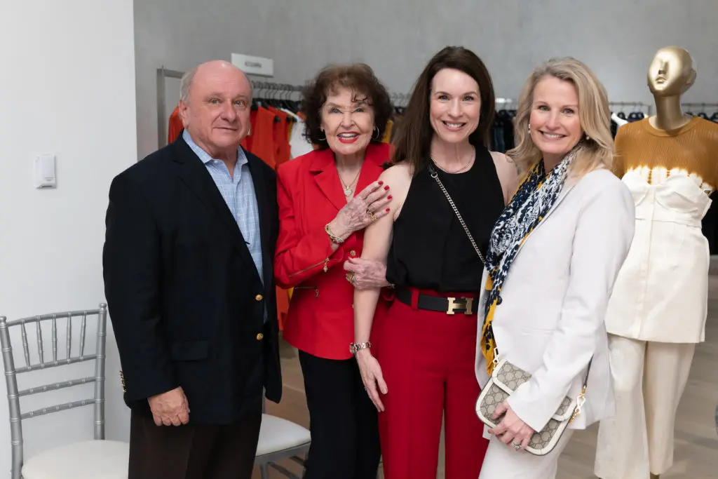 Walter Aymen, Warner Roberts, Samantha Kennedy, Cindy Bendy at Saks Fifth Avenue for the Houston Sweethearts tea party. (Photo by Daniel Ortiz)