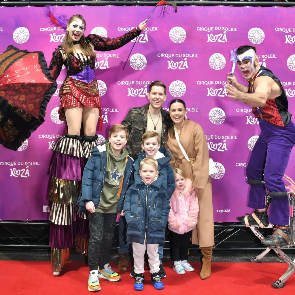 Stylist Elly Brown and family at the Cirque du Soleil KOOZA premiere.  (Photo by Alex Montoya)