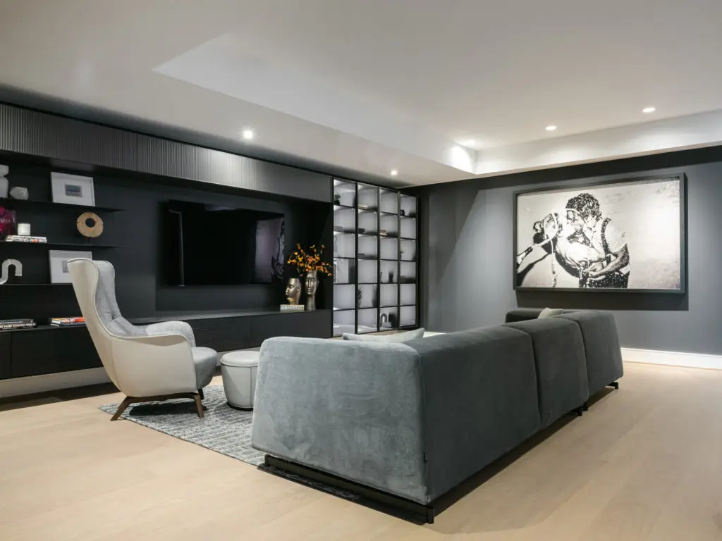 The second floor family room in the CASA Companies condo in The River Oaks.  (Photo by Divya Pande)