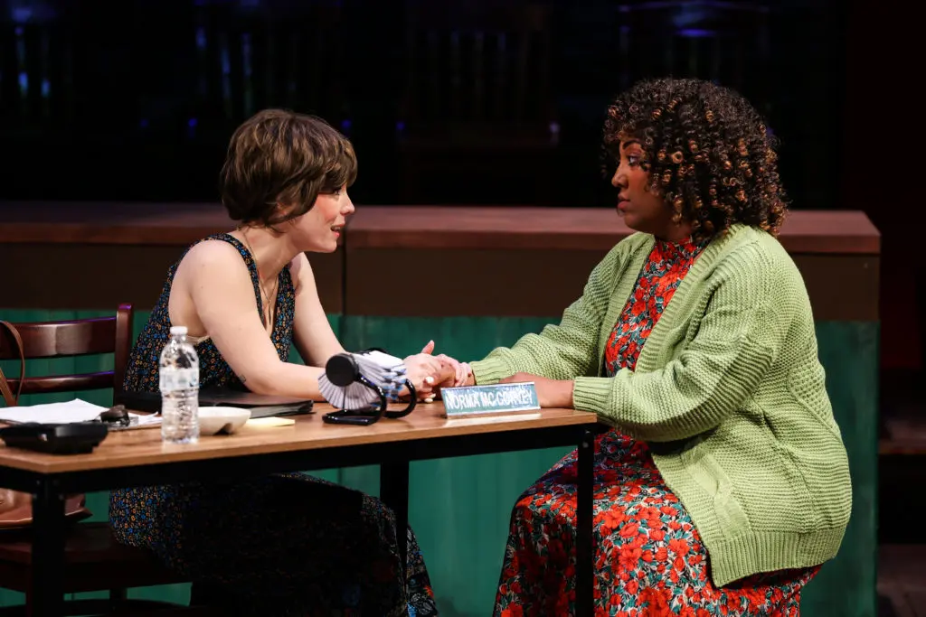 Teresa Zimmerman (who plays Norma McCorvey) and Troi Coleman give powerful performances in Stages' production of ROE. (Photo by Melissa Taylor)