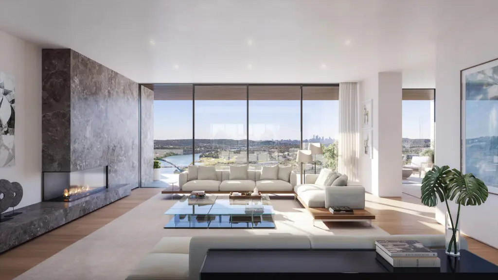 Four Seasons Private Residences Lake Austin's Lakeview East Residence living room. (Photo courtesy of DBOX for Austin Capital Partners)
