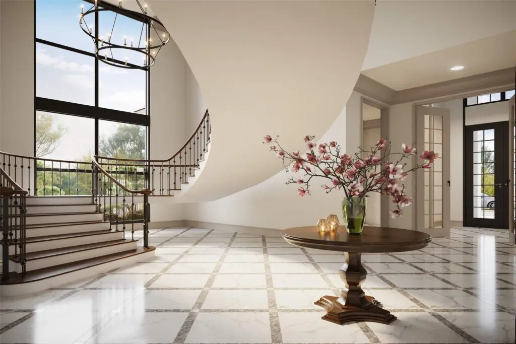 The grand foyer at The Beinhorn is large enough to entertain 100 for a seated dinner.