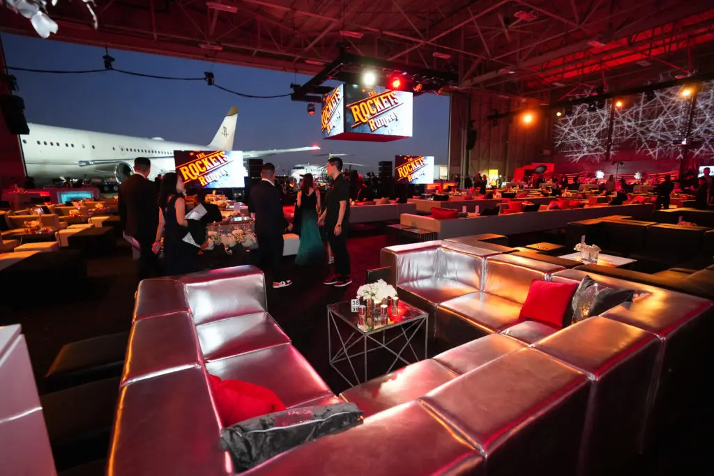 The Houston Rockets air Hangar at Hobby Center is transformed into a swank night club. (Houston Rockets photo)