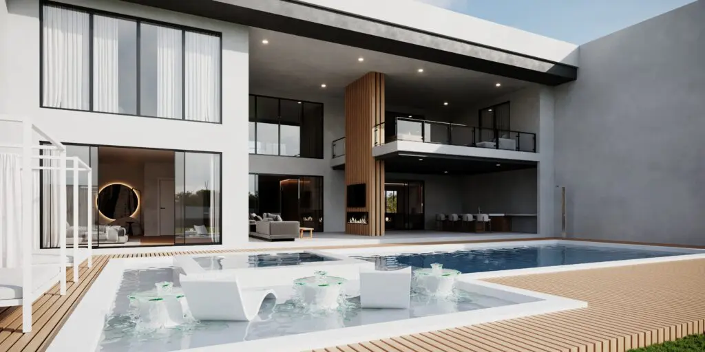 Back view of the villa.