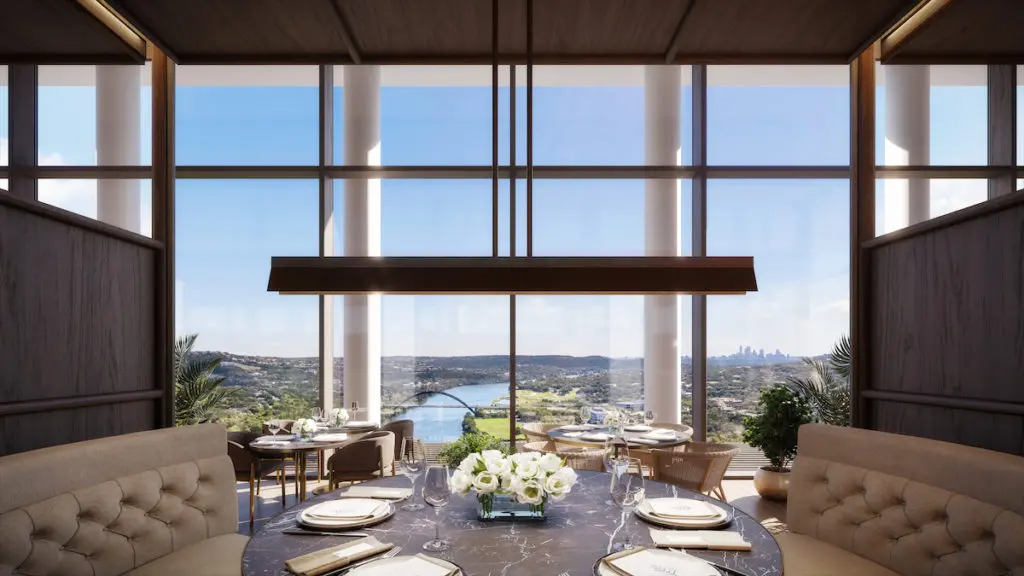 Four Seasons Private Residences Lake Austin's Upper Clubhouse private restaurant. (Images by DBOX for Austin Capital Partners)