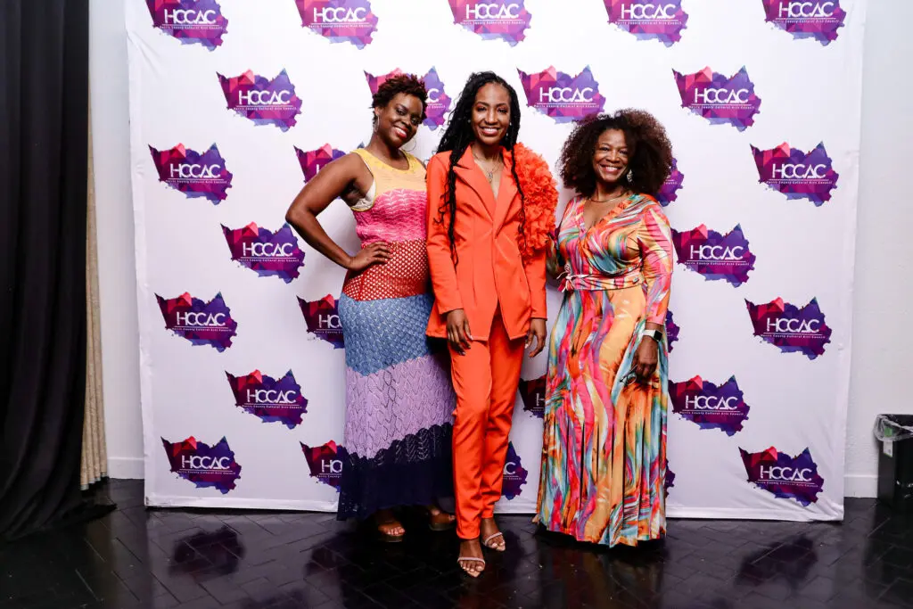 Harris County Cultural Arts Council director of artistic programming Stacey Allen, Chasity Sereal, Harris County Cultural Arts Center founder and executive director Michelle Anderson Bonton (Photo by Tye Visuals Photography)
