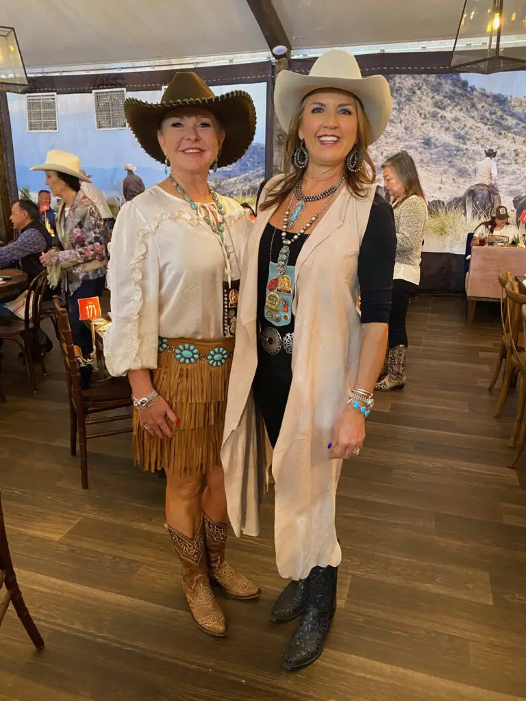 Teresa Johnson, Aimee Coates Montever decked out for Cole Hauser's appearance at The Ranch. (Photo by Shelby Hodge)