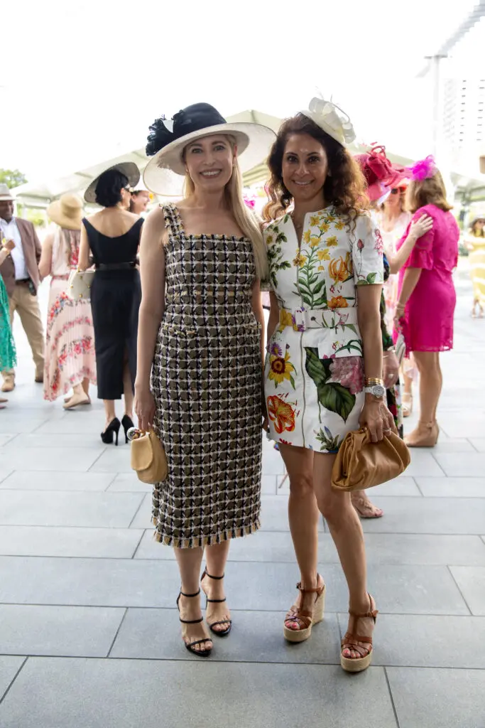 Isabel David, Rishma Mohamed at the Hermann Park Conservancy's 'Hats in the Park' luncheon (Photo by Jenny Antill)