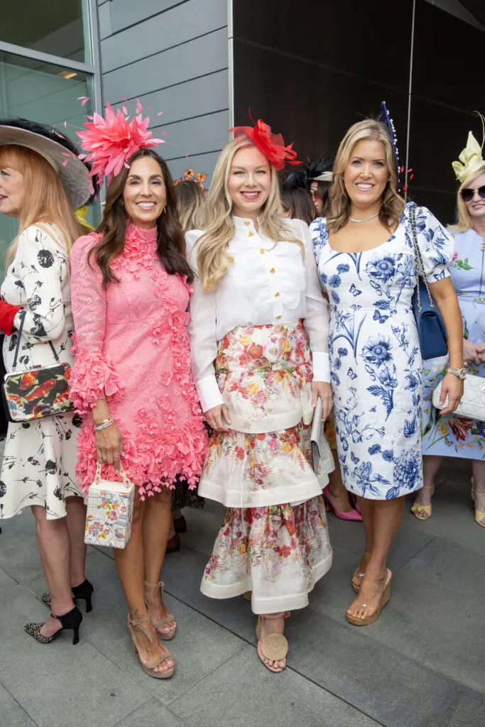 Julie Longoria Chen, Audrey White, Amanda Boffone at the Hermann Park Conservancy's 'Hats in the Park' luncheon (Photo by Jenny Antill)