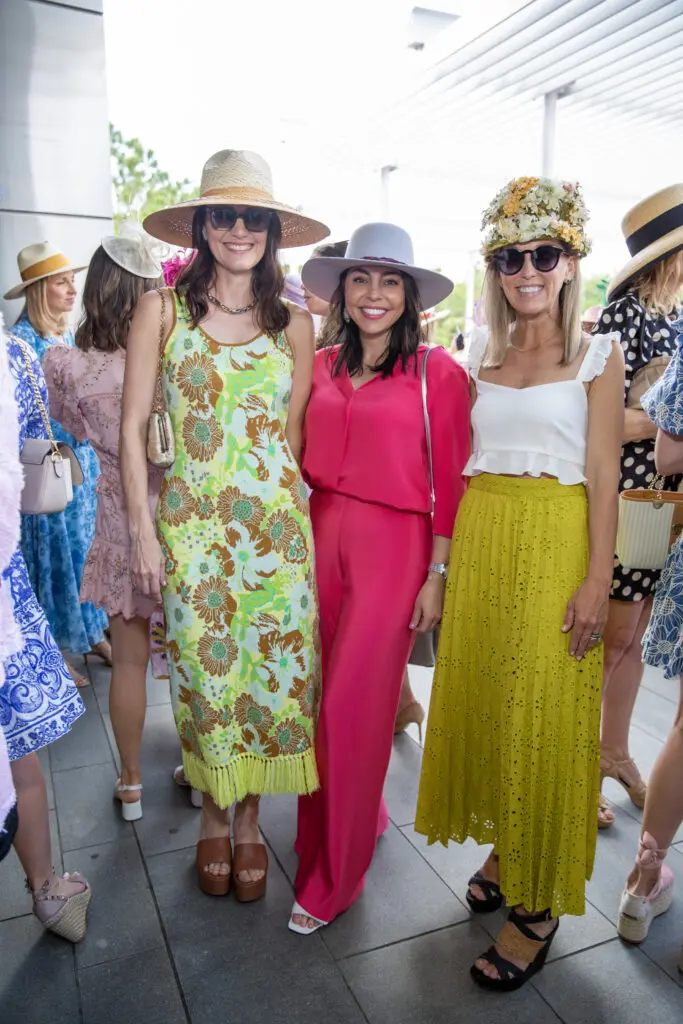 Kate Stukenberg, Nicole Katz, Lexie Boudreaux at the Hermann Park Conservancy's 'Hats in the Park' luncheon (Photo by Jenny Antill)