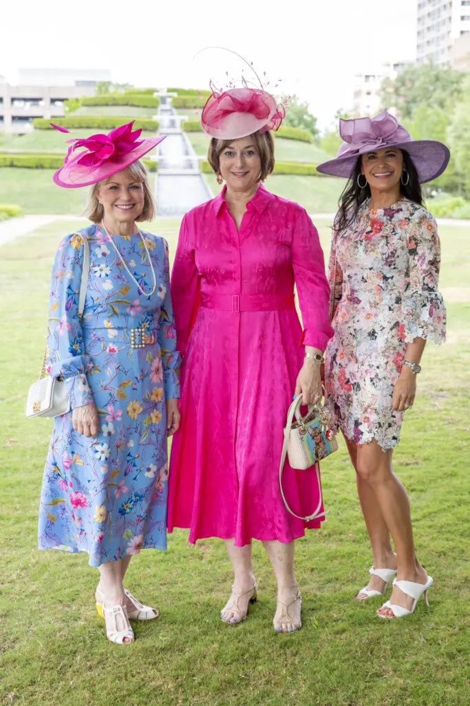 Chairs Kelley Lubanko, Leigh Smith, Kristy Bradshaw at the Hermann Park Conservancy's 'Hats in the Park' luncheon (Photo by Jenny Antill)