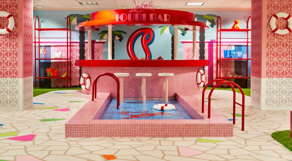The Loubi Bar at the Christian Louboutin pop-up in Neiman Marcus Northpark. (Photo by Jonathan Zizzo)