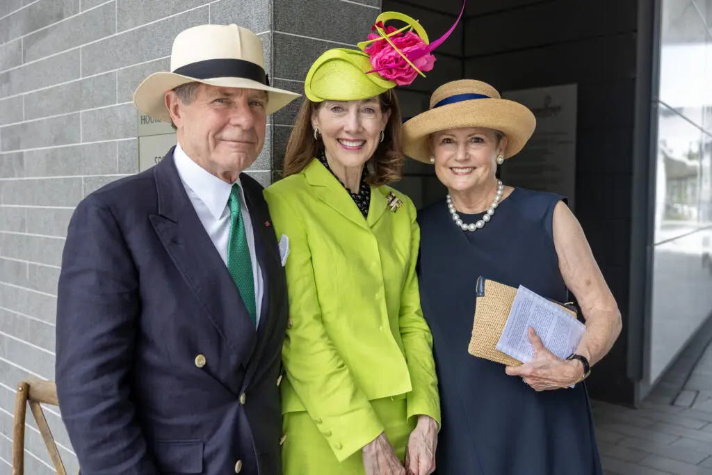 Mack Fowler, Susie Criner, Cece Fowler  at the Hermann Park Conservancy's 'Hats in the Park' luncheon (Photo by Jenny Antill)