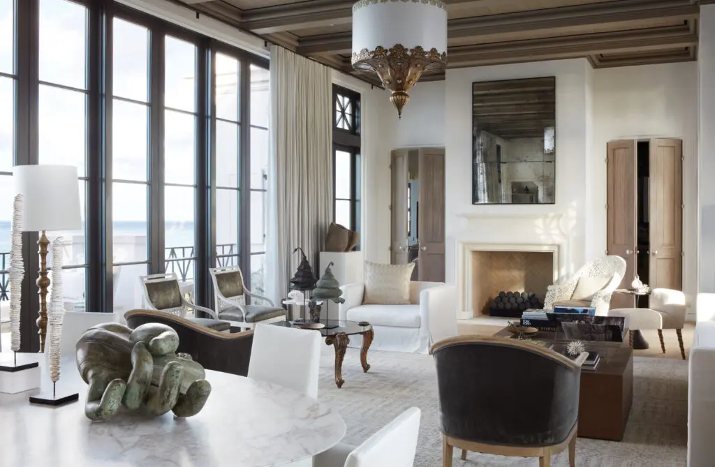 A McAlpine-designed living room in a house in the Bahamas. (Photo by Simon Upton)