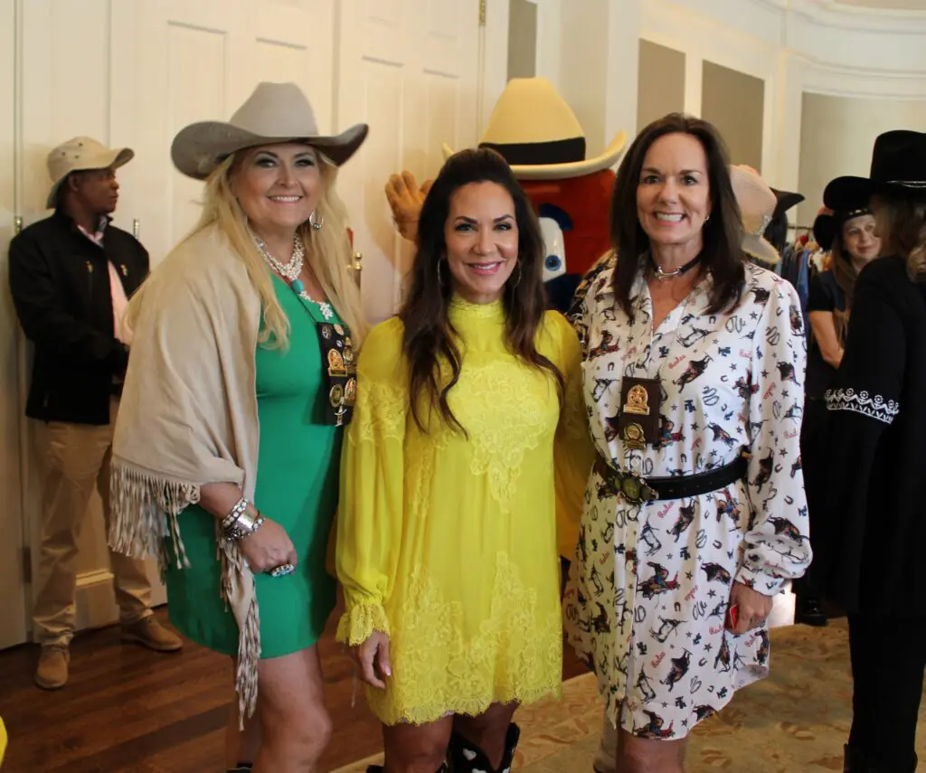 Michelle Maresh, Courtney Zavala, Angela Poujol at the HLS&R International Committee Ladies' luncheon at River Oaks Country Club. (Photo by courtesy of HLSR)